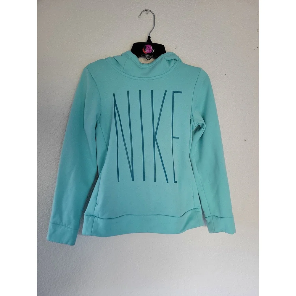 Nike Kids Dri Fit Teal Turquoise Hoodie Sweatshirt Pullover Size‎ M #4